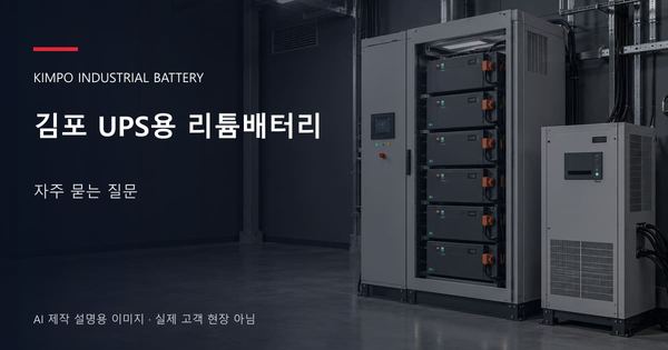 김포 UPS용 리튬배터리 자주 묻는 질문 안내 표지: UPS용 리튬 모듈 캐비닛과 보호·관리 설비 (AI 제작 설명용 이미지)