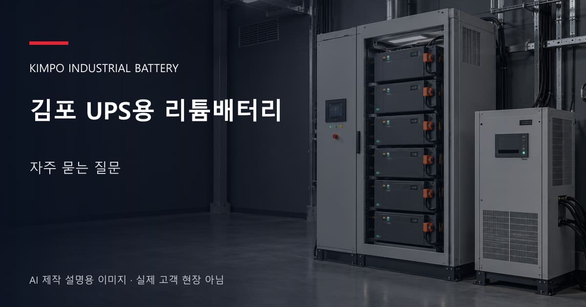 김포 UPS용 리튬배터리 자주 묻는 질문 안내 표지: UPS용 리튬 모듈 캐비닛과 보호·관리 설비 (AI 제작 설명용 이미지)