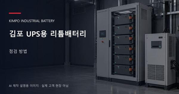 김포 UPS용 리튬배터리 점검 방법 안내 표지: UPS용 리튬 모듈 캐비닛과 보호·관리 설비 (AI 제작 설명용 이미지)