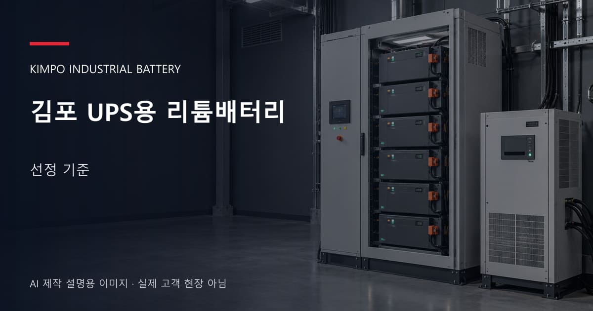 김포 UPS용 리튬배터리 선정 기준 안내 표지: UPS용 리튬 모듈 캐비닛과 보호·관리 설비 (AI 제작 설명용 이미지)